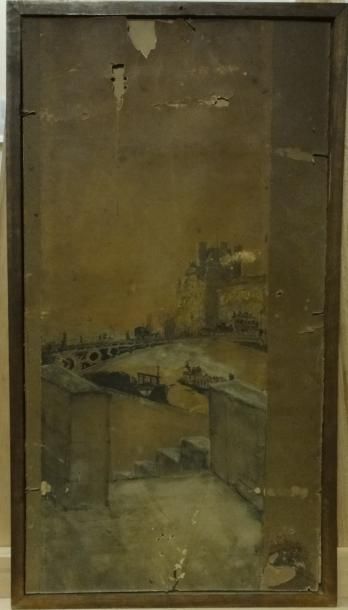Charles JOUAS (1866-1942). "Rue du cloître Notre-Dame, Paris". 

Crayon gras signé...