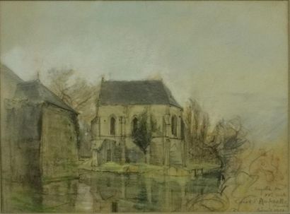Charles JOUAS (1866-1942). "Chapelle du XVème siècle. Cour d'Amfreville"

Crayon...