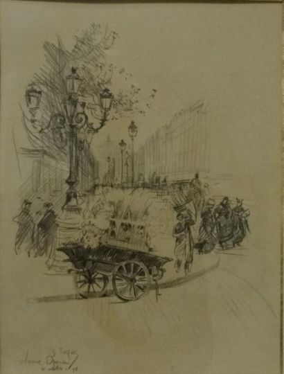 Charles JOUAS (1866-1942) "Avenue de l'Opéra". 

Crayon signé, titré et daté 20 octobre...
