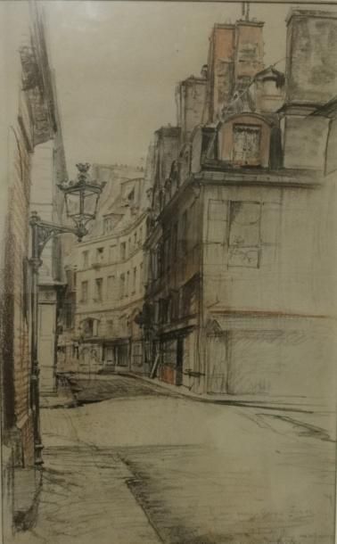 Charles JOUAS (1866-1942) "Rue Cardinale et rue de l'Abbaye vues du passage de la...