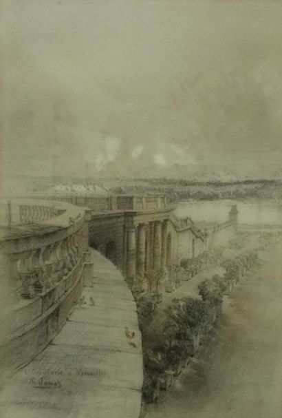 Charles JOUAS (1866-1942). "L'Orangerie à Versailles". 

Crayon gras signé et titré...