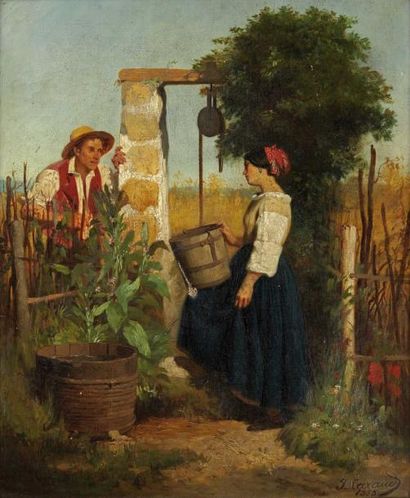 Joseph CARAUD (1821-1905) Jeune fille au puits.

Huile sur toile, signée et datée...