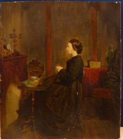 null BELLYNCK portrait de femme huile sur panneau ovale signée et datée 1897 24X18...