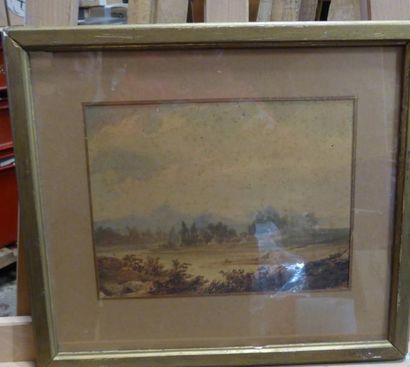 null Felix GODFROY (?-1848 )paysage aquarelle et lavis d'encre signée en bas à droite...