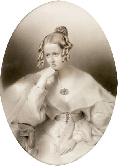 BOUVIER Agnès Rose (Active au XIXe siècle) "Jeune femme pensive une lettre dans sa...
