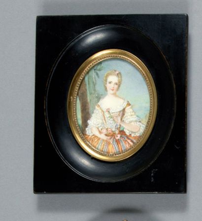 NATTIER Jean-Marc (1685-1766). D'après "Portrait de jeune femme blonde donnant des...