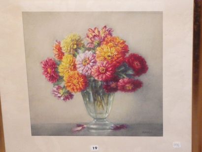 ROSENSTOCK Isidore (1880-1956) "Bouquet de fleurs dans un verre". Aquarelle signée...