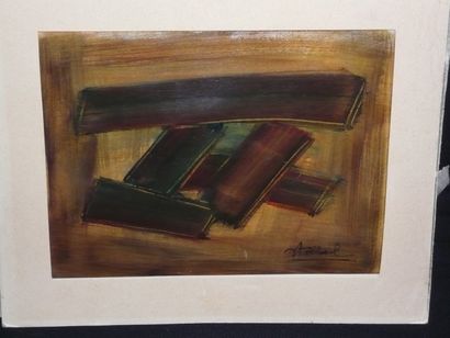 STOEBEL Edgar (1909-2001) "Composition abstraite". Gouache. 20,7 x 26,4 cm.