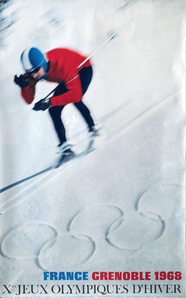 null [Grenoble, 1968] Le Skieur Affiche offset (non entoilée). 100 x 62 cm