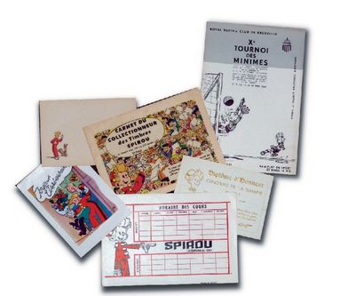 FRANQUIN Spirou Lot de documents anciens Carte postale Spirou année 60 Carte d'anniversaire...