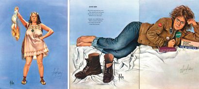 ASLAN Ensemble de deux illustrations du magazine Esquire, Janvier 1968 Signées en...