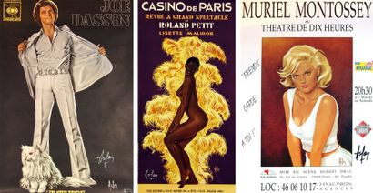 ASLAN 3 affiches publicitaires Casino de Paris, signée en bas à gauche 75 x 38 cm...
