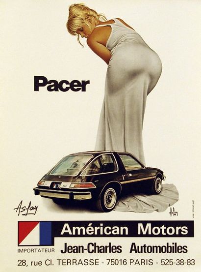 ASLAN PACER AMC Affiche publicitaire Réalisée par Jean-Charles automobiles, signée...