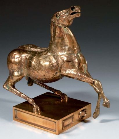 BERROCAL Miguel (1933-2006) "Le cheval" Assemblage en bronze à patine doré, signé...
