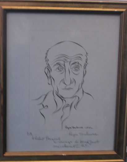 TOULOUZE Roger (1918-1994) "Le portrait de Max Jacob" Gravure, signé en bas à droite,...