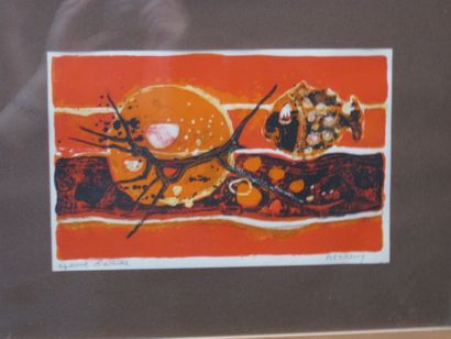 MANGUY Frédéric (1927-2007) "Composition aquatique" Lithographie, signée en bas à...