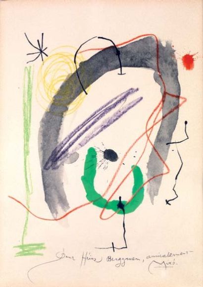 MIRO Joan (1893-1983) "Composition" Lithographie, signée en bas à droite et dédicacée....