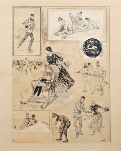 Sports d'hiver MARS (Maurice Bonvoisin dit) (1849-1912) « Au Cercle des Patineurs...