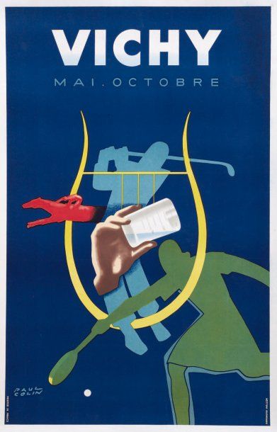 Omnisports Paul COLIN (1892-1985) Vichy, mai-octobre (golf, tennis, hippisme) Affiche...