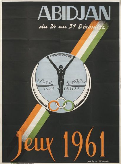 Jean RY-HERMEVEL (XXe) Jeux Africains, Abidjan (Côte d'Ivoire), 1961 Affiche lithographiée...