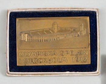 null [Stockholm, 1912] Médaille souvenir, en bronze, du Stade olympique, dans sa...