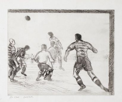 Ecole Française vers 1930-1940 Match de Football. Eau-forte du 1er état, titrée....