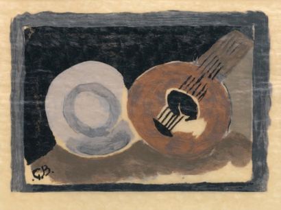 Georges BRAQUE (1882-1963) Composition à la mandoline. Lithographie au pochoir, monogrammée...