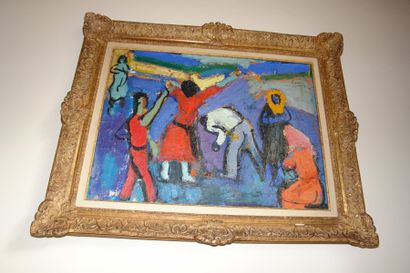 Pierre AMBROGIANI (1907-1985) Les travaux des champs. Huile sur toile, signée en...