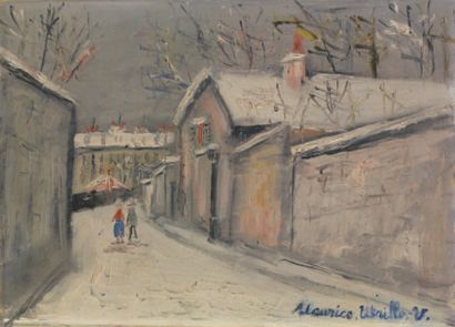 Maurice UTRILLO (1883-1955) Neige à Montmartre. Huile sur toile, signée en bas à...