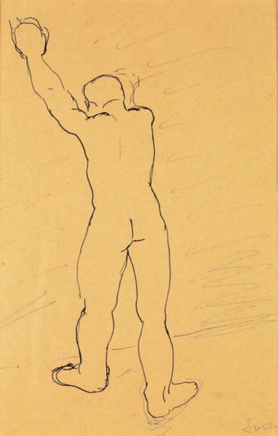 Maximilien LUCE (1858-1941) L'acrobate. Encre, signée en bas à droite. 30 x 20 c...