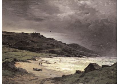 Armand-Auguste FRERET (1830-1919) "Vue du Cotentin". Huile sur toile signée en bas...