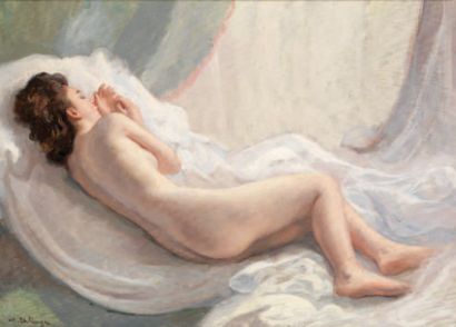 Maurice ELHINGER (1896-1981) "Nu féminin". Huile sur toile signée en bas à gauche....