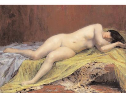 Many BENNER (1873-1965) "Grand Nu féminin". Huile sur toile signée en bas à droite...