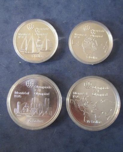 null Lot de quatre pièces commémoratives des Olympiades de Montréal 1976 en argent...
