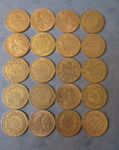 null *Vingt pièces de 20 FF en or