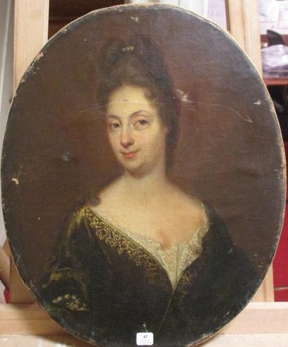 Ecole du XVIIIème s "Portrait de Charlotte de Fontenelle"
Huile sur toile ovale
46...