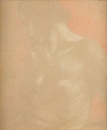 Attribué à Albert BESNARD (1849-1934) Femme en buste.
Craie et pastel sur papier.
Traces...