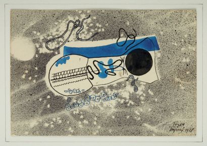 Marie TOYEN (1902-1980) & Jindrich STYRSKY (1899-1942) Composition.
Encre et aquarelle,...