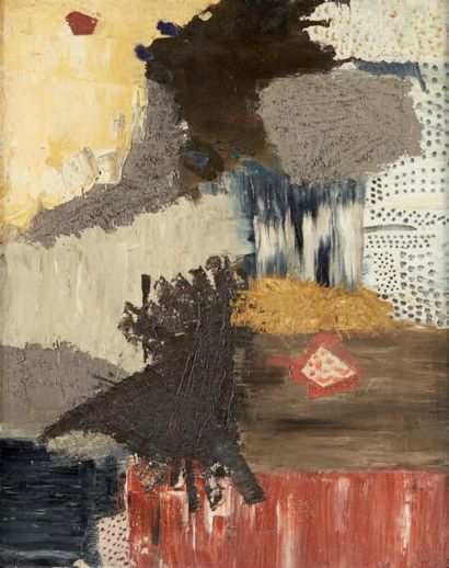 MICHEL CADORET (1912-1985) Composition.
Huile sur toile, signée du cachet en bas...