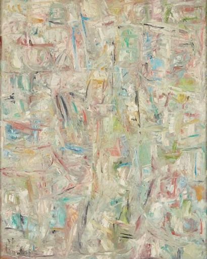 David LAN-BAR (1912-1987) Composition.
Huile sur toile.
Au dos: 785.
80 x 64 cm.