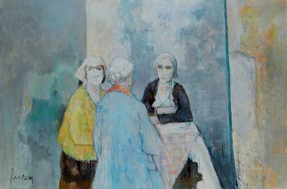 Jean JANSEM (1920 - 2013) «Les trois vieilles»
Huile sur toile signée en bas à gauche.
97...