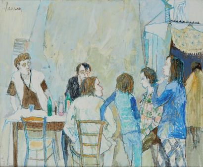 Jean JANSEM (1920 - 2013) «Repas des forains»
Huile sur toile signée en haut à gauche.
38...