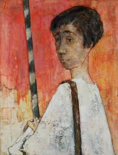 Jean JANSEM (1920 - 2013) «Enfant de choeur sur fond rouge»
Huile sur toile signée...