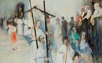 Jean JANSEM (1920 - 2013) «Les deux croix»
Huile sur toile signée en bas à droite...