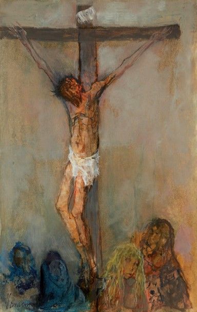 Jean JANSEM (1920 - 2013) «La crucifixion»
Huile sur papier marouflé sur toile signée...