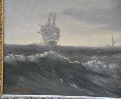 Johan Jakob BENNETTER (Oslo 1822-1904) Marine.
Toile.
25,5 x 39 cm.
Signé et daté...