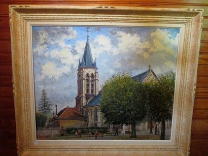 null Bondenet "L'église" huile sur toile 1952

60x74