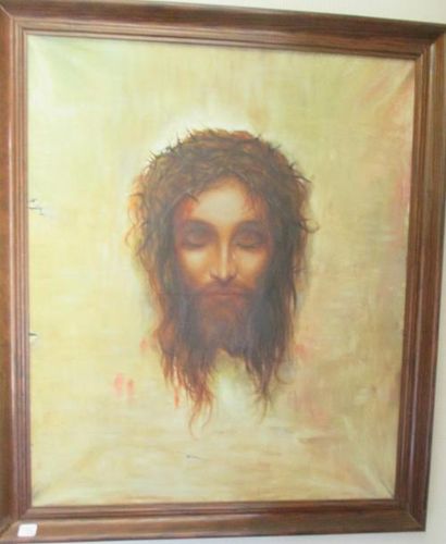 null Ecole du XIXème "Christ" huile sur toile 

64x52