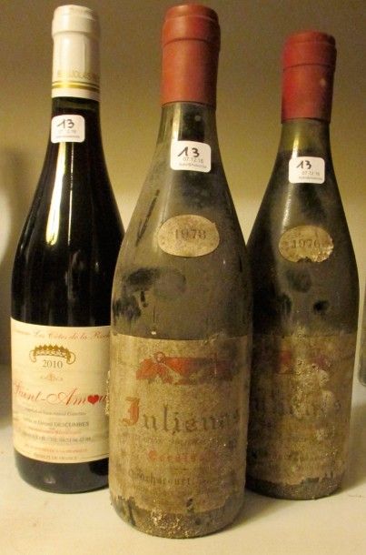 null Ensemble de 11 bouteilles :				

5 bouteilles JULIENAS "Escuissain", M. Bouchacourt...