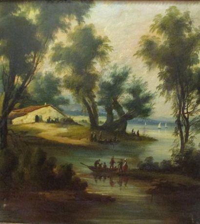 null Ecole du XIXème s. "Les barques" huile sur toile

70 x 67 cm. (rentoilage, ...